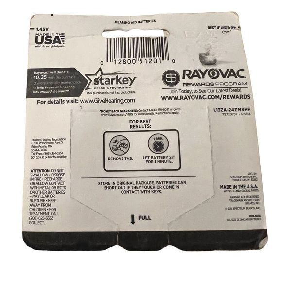 Size 13 Hearing Aid Batteries 32 Ct Mixed Lot Duracell Rayovac BEST BY 2021 - Picture 3 of 6